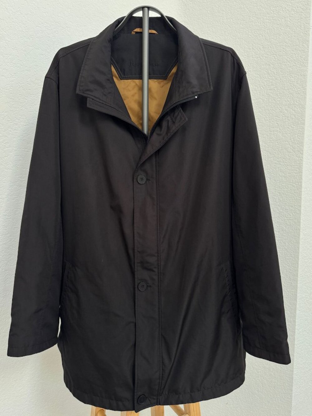Jupiter Germany Mens Black Rain Coat Jacket Size 58 EU 48 US Full Zip
